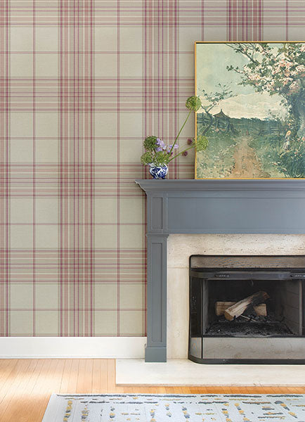 A-Street Prints 4147-27385 Westley Magenta Plaid Wallpaper - Eade's Wallpaper