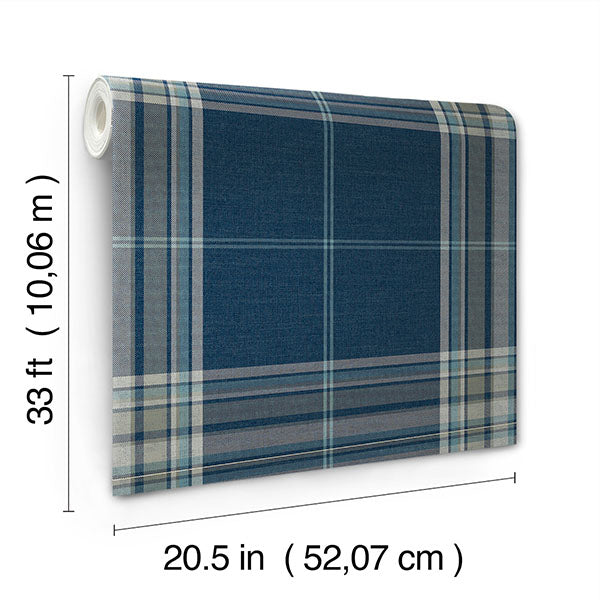 A-Street Prints 4147-27386 Westley Navy Plaid Wallpaper - Eade's Wallpaper
