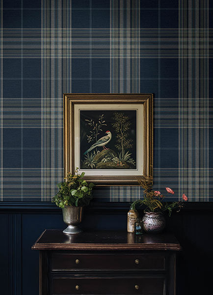 A-Street Prints 4147-27386 Westley Navy Plaid Wallpaper - Eade's Wallpaper