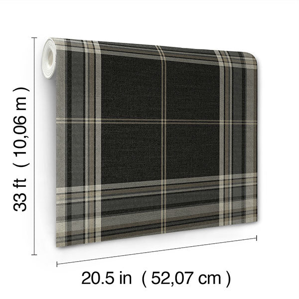A-Street Prints 4147-27388 Westley Black Plaid Wallpaper - Eade's Wallpaper