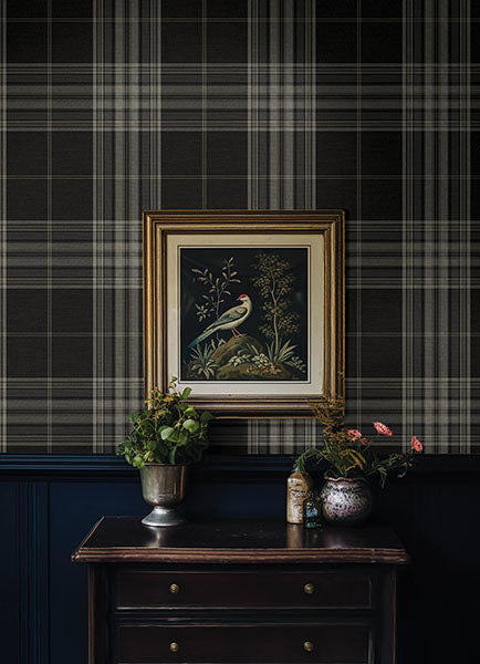 A-Street Prints 4147-27388 Westley Black Plaid Wallpaper - Eade's Wallpaper