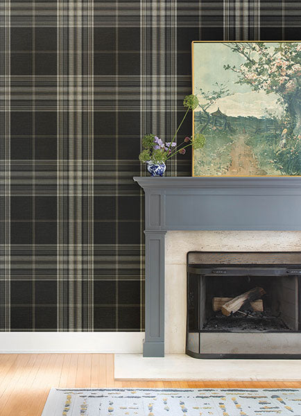 A-Street Prints 4147-27388 Westley Black Plaid Wallpaper - Eade's Wallpaper