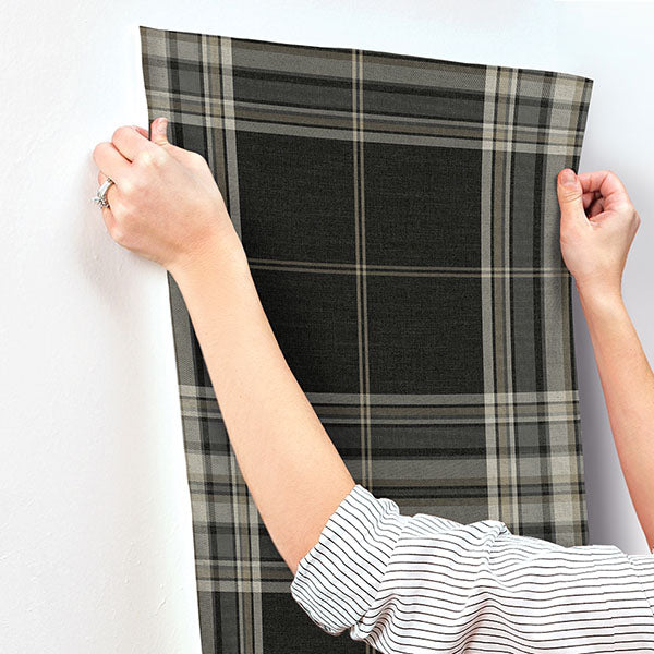 A-Street Prints 4147-27388 Westley Black Plaid Wallpaper - Eade's Wallpaper