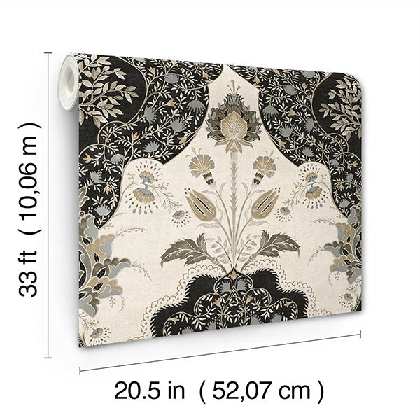 A-Street Prints 4147-27389 Auden Black Floral Grandeur Wallpaper - Eade's Wallpaper