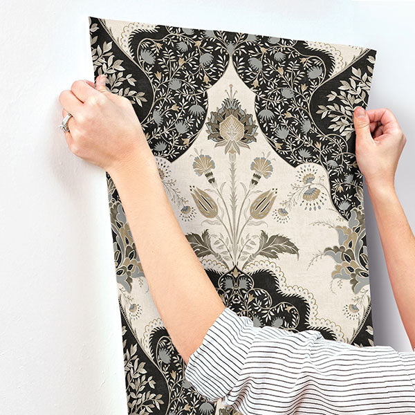 A-Street Prints 4147-27389 Auden Black Floral Grandeur Wallpaper - Eade's Wallpaper