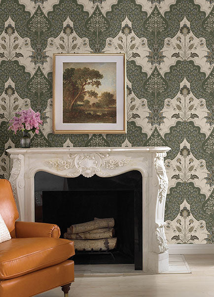 A-Street Prints 4147-27391 Auden Green Floral Grandeur Wallpaper - Eade's Wallpaper