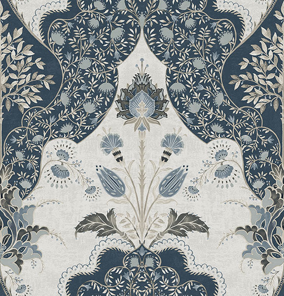 A-Street Prints 4147-27392 Auden Dark Blue Floral Grandeur Wallpaper - Eade's Wallpaper