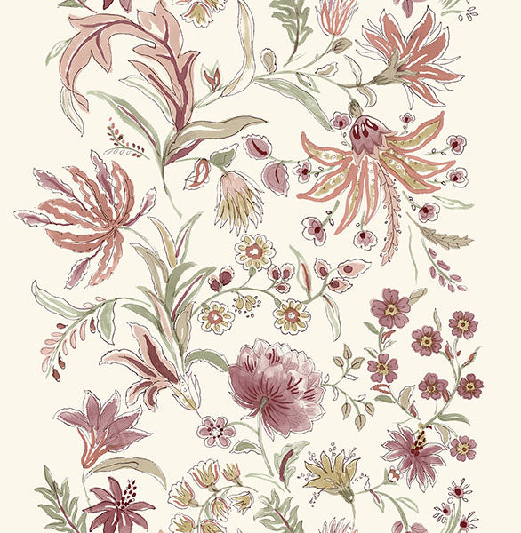 A-Street Prints 4147-27397 Teonna Raspberry Floral Stripe Wallpaper - Eade's Wallpaper