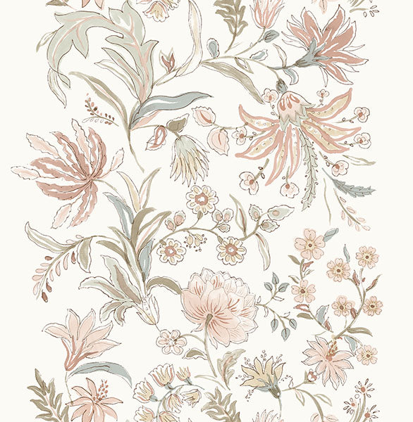 A-Street Prints 4147-27399 Teonna Light Pink Floral Stripe Wallpaper - Eade's Wallpaper
