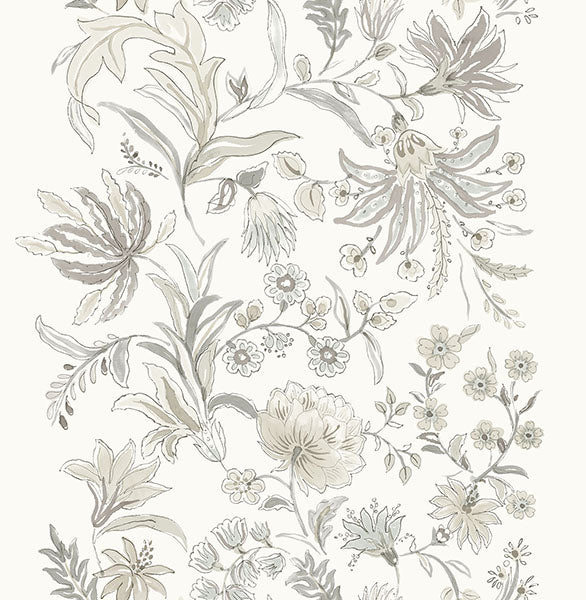 A-Street Prints 4147-27400 Teonna Light Grey Floral Stripe Wallpaper - Eade's Wallpaper