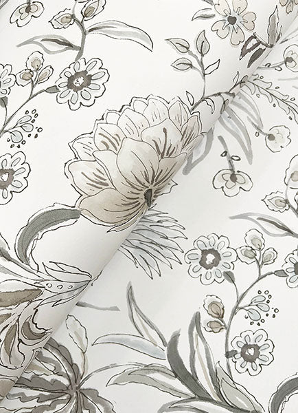 A-Street Prints 4147-27400 Teonna Light Grey Floral Stripe Wallpaper - Eade's Wallpaper