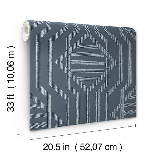 A-Street Prints 4147-27402 Essex Navy Geometric Wallpaper - Eade's Wallpaper