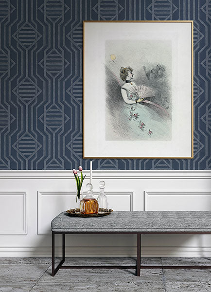 A-Street Prints 4147-27402 Essex Navy Geometric Wallpaper - Eade's Wallpaper
