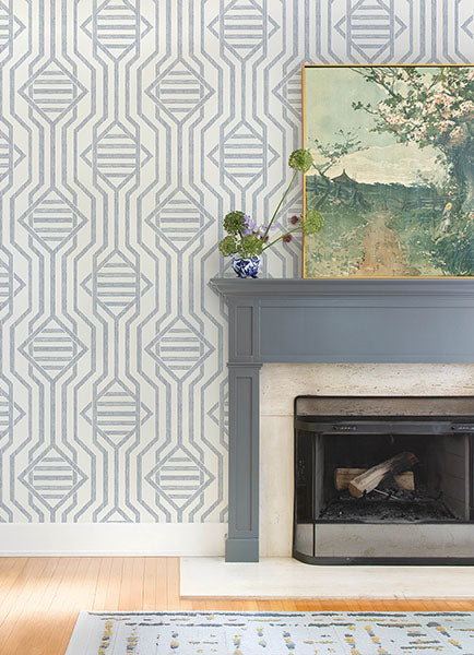 A-Street Prints 4147-27403 Essex Dark Blue Geometric Wallpaper - Eade's Wallpaper