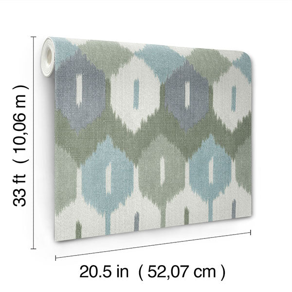 A-Street Prints 4147-27406 Abilene Sea Green Ikat Wallpaper - Eade's Wallpaper