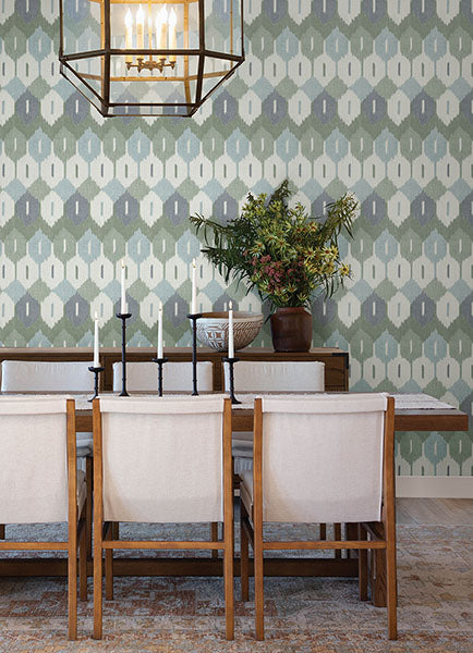 A-Street Prints 4147-27406 Abilene Sea Green Ikat Wallpaper - Eade's Wallpaper