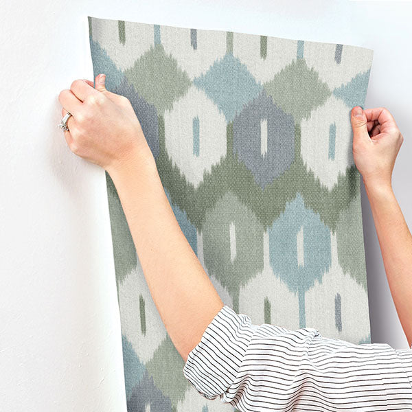A-Street Prints 4147-27406 Abilene Sea Green Ikat Wallpaper - Eade's Wallpaper