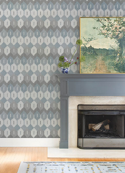 A-Street Prints 4147-27407 Abilene Denim Ikat Wallpaper - Eade's Wallpaper