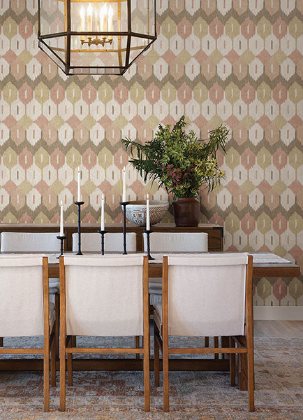 A-Street Prints 4147-27408 Abilene Apricot Ikat Wallpaper - Eade's Wallpaper