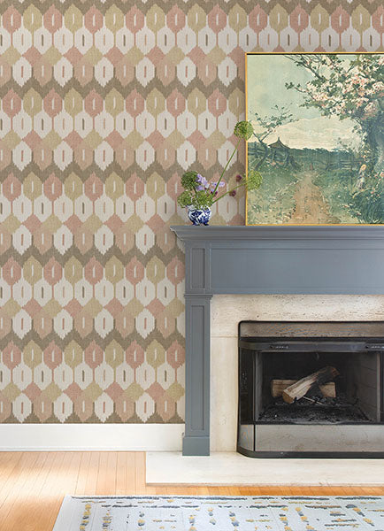 A-Street Prints 4147-27408 Abilene Apricot Ikat Wallpaper - Eade's Wallpaper