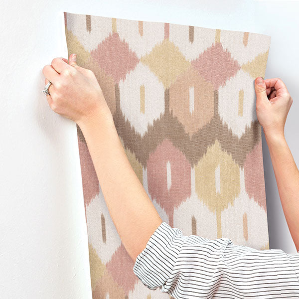 A-Street Prints 4147-27408 Abilene Apricot Ikat Wallpaper - Eade's Wallpaper