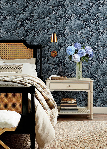 A-Street Prints 4147-80003 Greenwood Dark Blue Deciduous Wallpaper - Eade's Wallpaper