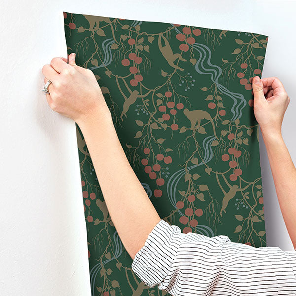 A-Street Prints 4147-80008 Linden Dark Green Jungle Canopy Wallpaper - Eade's Wallpaper
