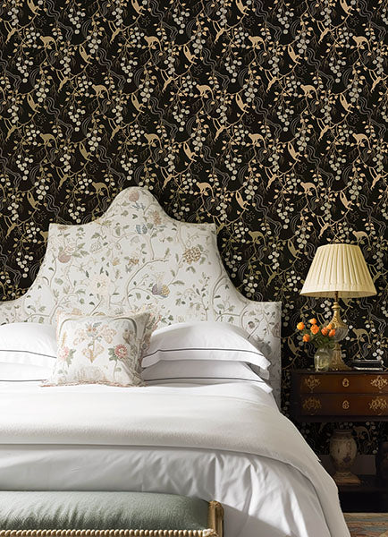 A-Street Prints 4147-80009 Linden Black Jungle Canopy Wallpaper - Eade's Wallpaper