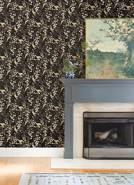A-Street Prints 4147-80009 Linden Black Jungle Canopy Wallpaper - Eade's Wallpaper