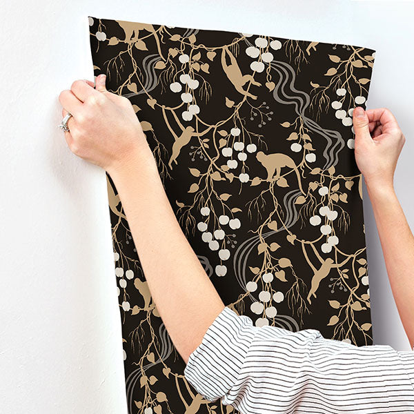 A-Street Prints 4147-80009 Linden Black Jungle Canopy Wallpaper - Eade's Wallpaper