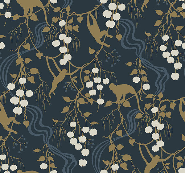 A-Street Prints 4147-80010 Linden Navy Jungle Canopy Wallpaper - Eade's Wallpaper