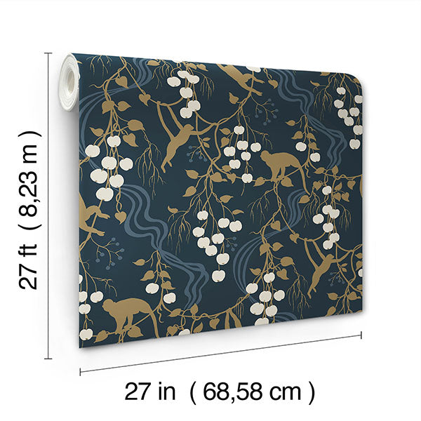 A-Street Prints 4147-80010 Linden Navy Jungle Canopy Wallpaper - Eade's Wallpaper