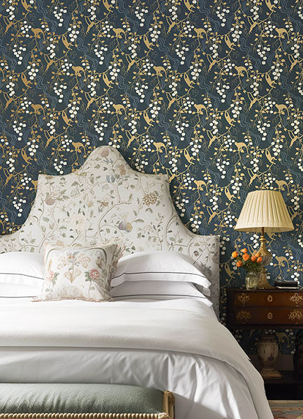 A-Street Prints 4147-80010 Linden Navy Jungle Canopy Wallpaper - Eade's Wallpaper