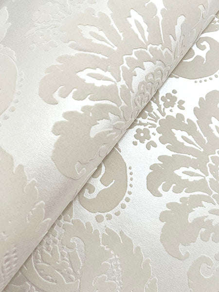 A-Street Prints 4147-87390 Shadow Cream Flocked Damask Wallpaper - Eade's Wallpaper