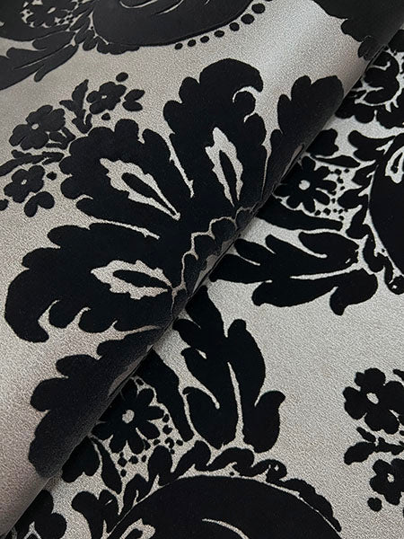 A-Street Prints 4147-87391 Shadow Black Flocked Damask Wallpaper - Eade's Wallpaper