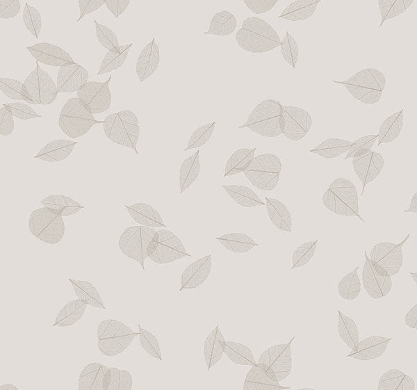 Warner 4174-4648 Myles Light Grey Leaves Wallpaper - Eade's Wallpaper