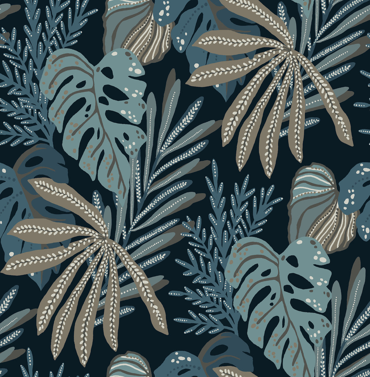 A-Street Prints 4177-27735 Alocasia Blue Tropical Foliage Wa