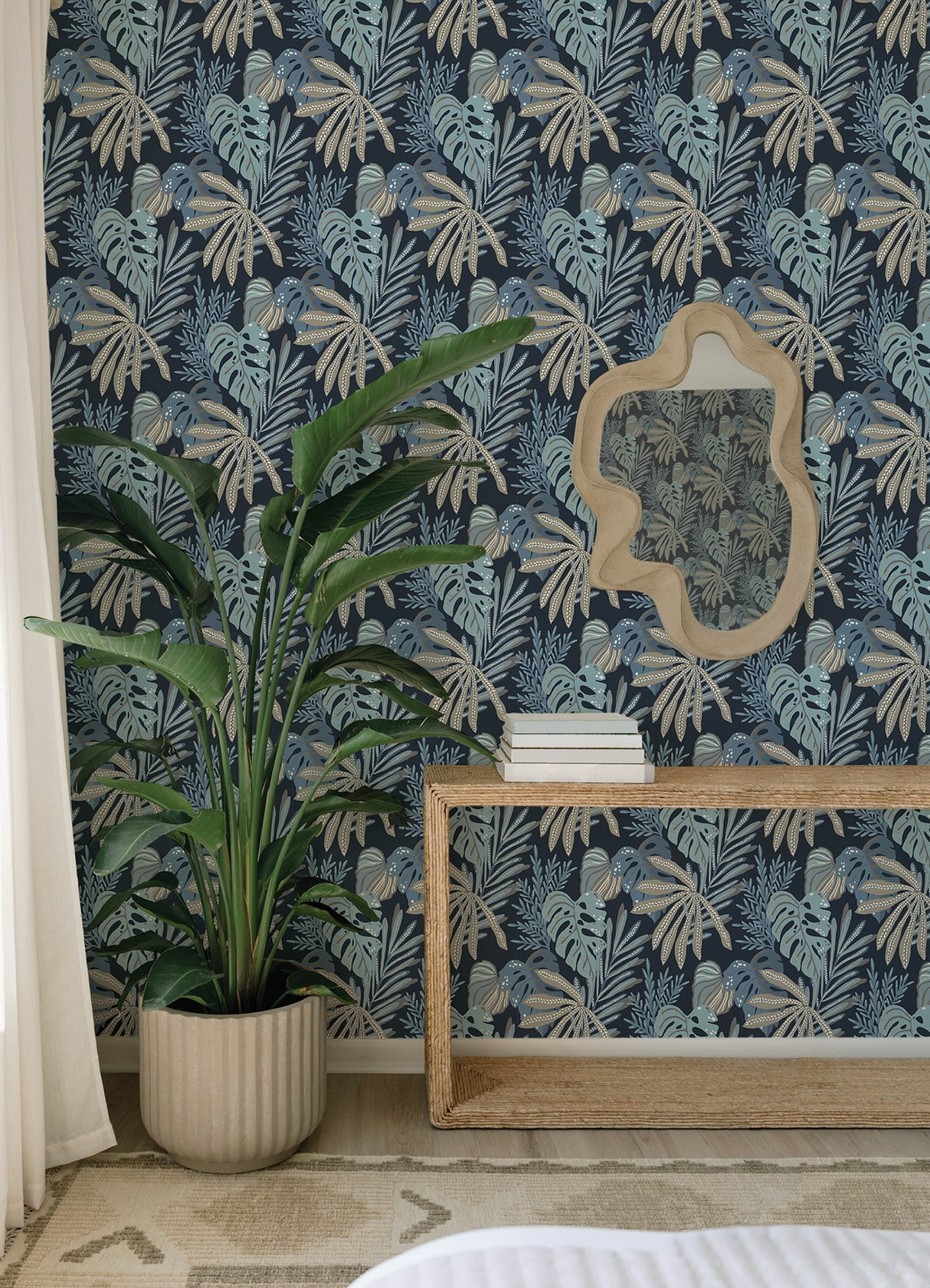 A-Street Prints 4177-27735 Alocasia Blue Tropical Foliage Wa