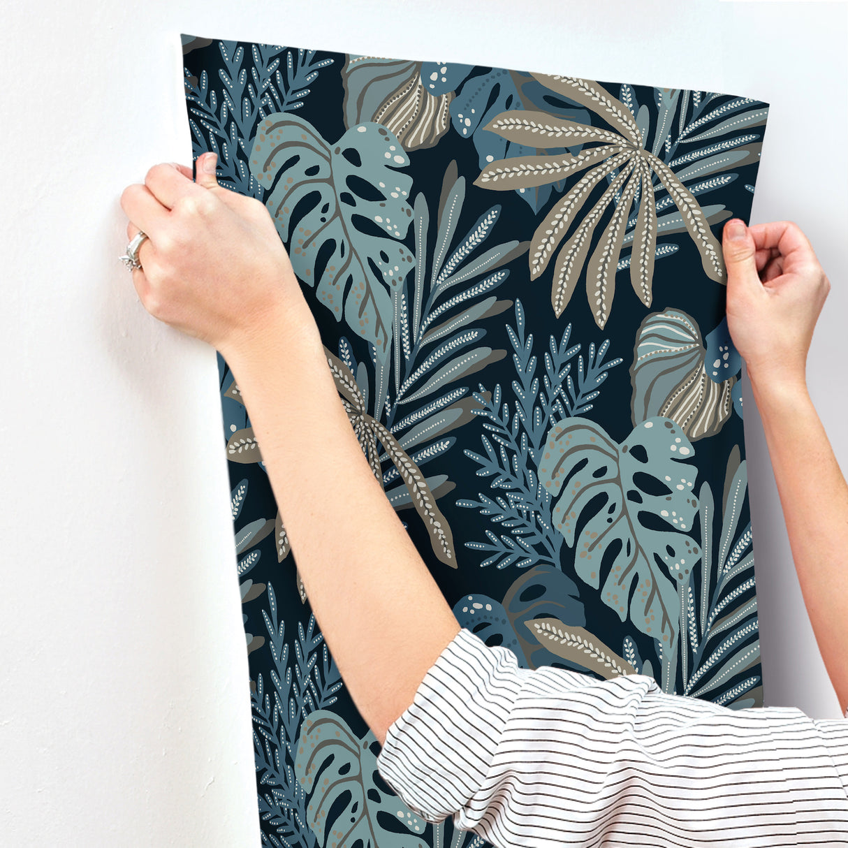 A-Street Prints 4177-27735 Alocasia Blue Tropical Foliage Wa