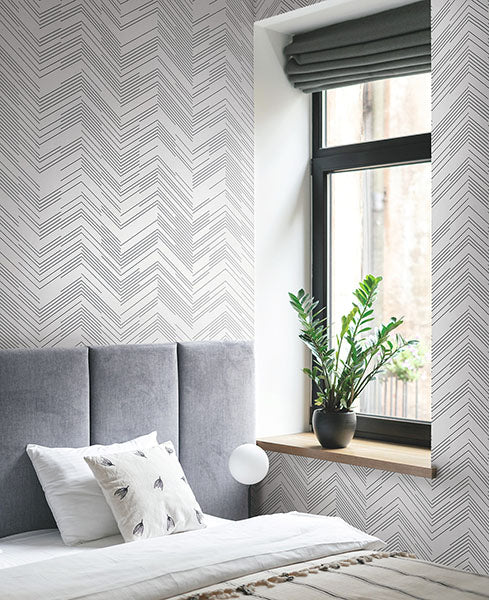 Warner Chevron Fabric Backed Wallpaper 4184-4955 - Eade's