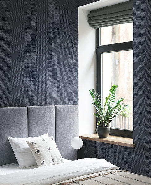 Warner Chevron Fabric Backed Wallpaper 4184-4956 - Eade's