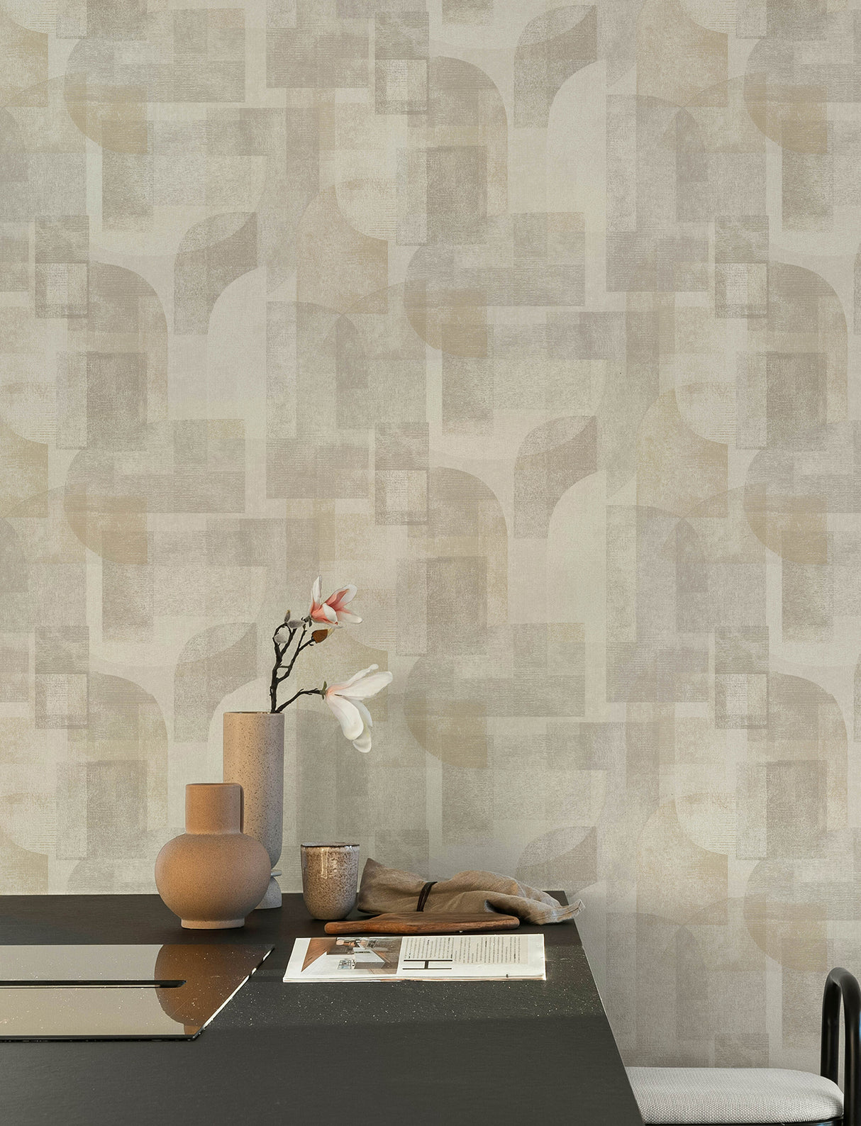 Chesapeake 4191-83030 Cassandra Taupe Block Geometric Wallpa