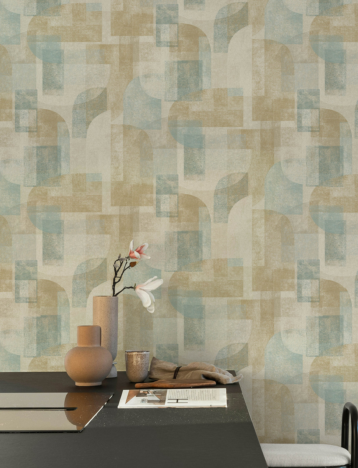 Chesapeake 4191-83031 Cassandra Teal Block Geometric Wallpap