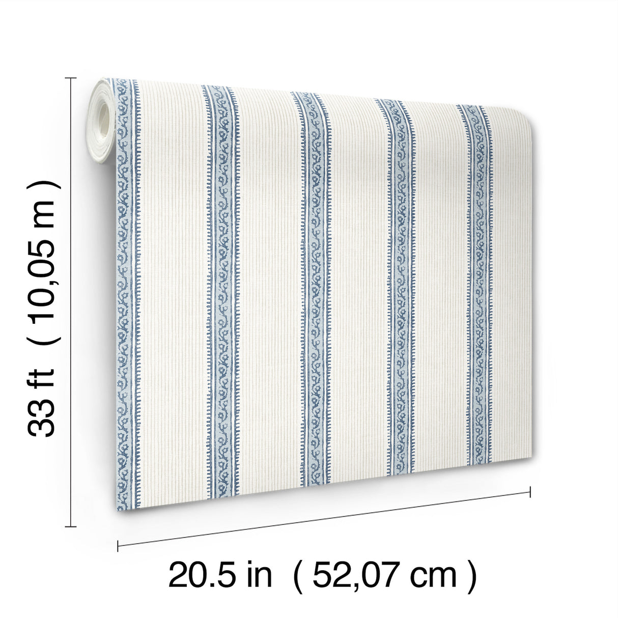 Chesapeake 4192-27428 Mandevilla Blue Vine Stripe Wallpaper