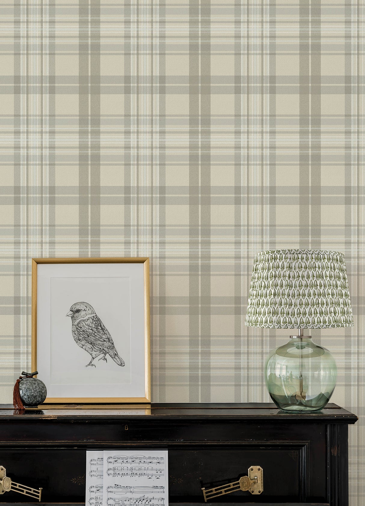 Chesapeake 4192-330216 Austin Beige Plaid Wallpaper