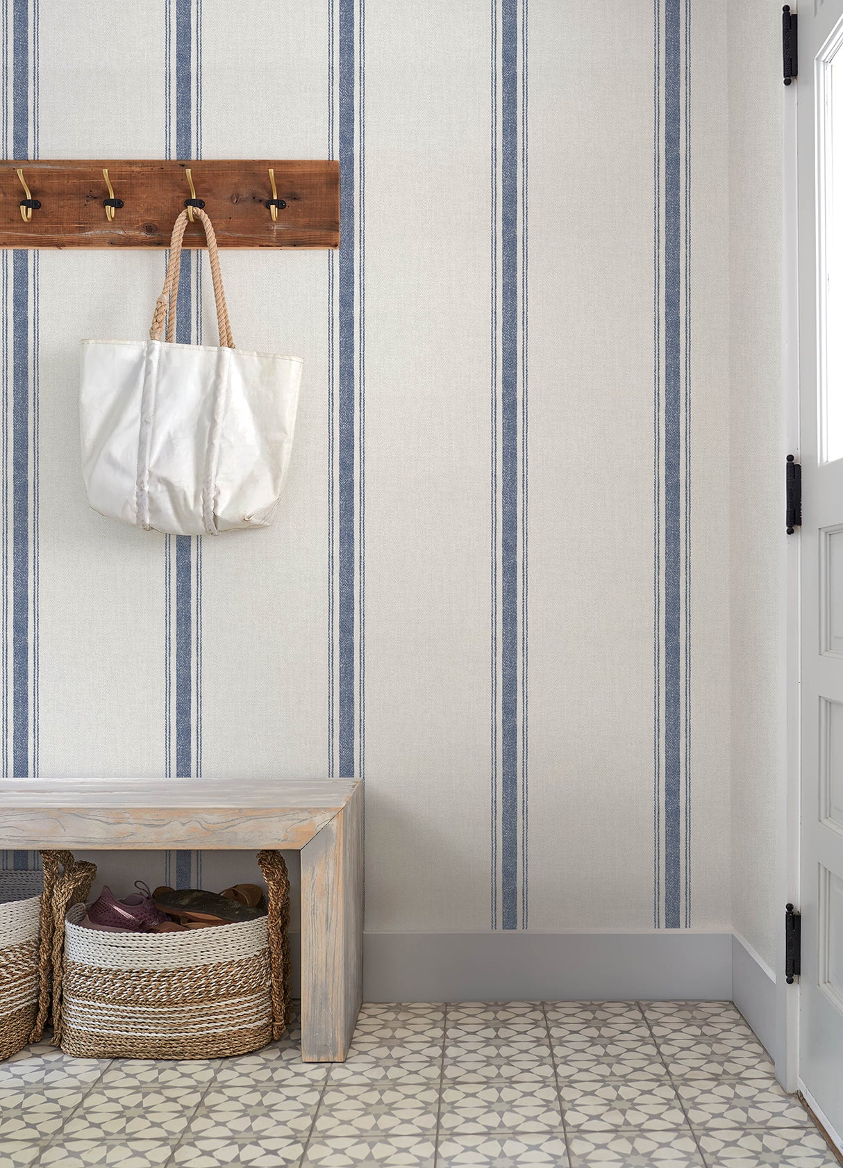Chesapeake 4192-70067 Linette Blue Fabric Stripe Wallpaper