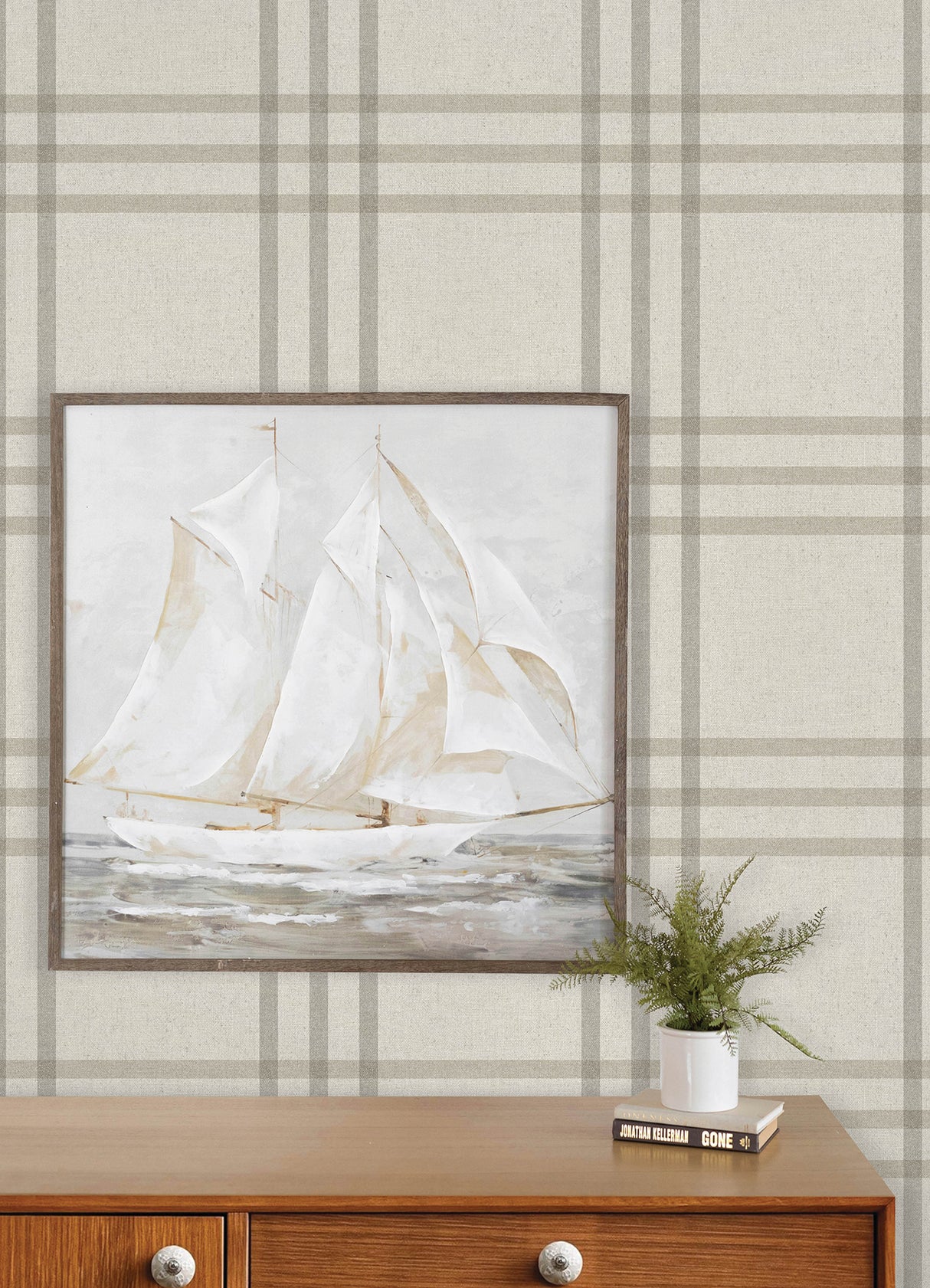 Chesapeake 4192-83401 Fletcher Grey Plaid Wallpaper