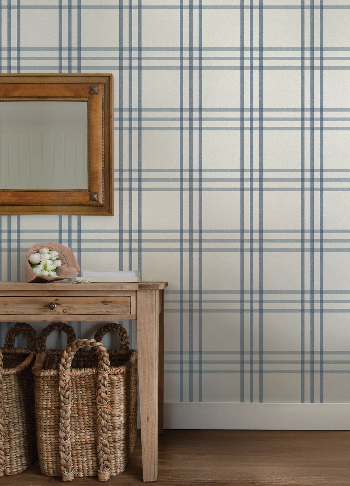Chesapeake 4192-83402 Fletcher Blue Plaid Wallpaper