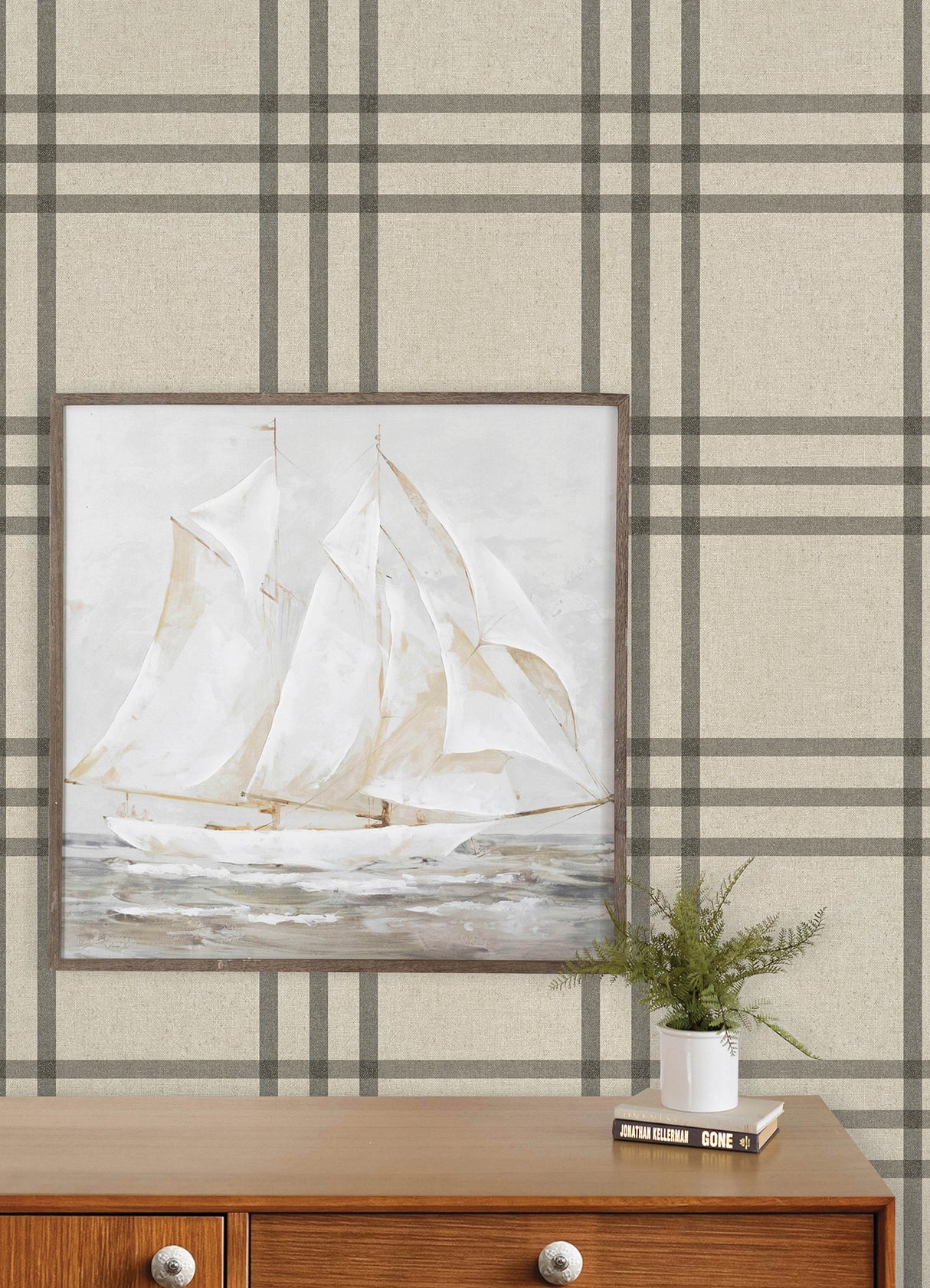Chesapeake 4192-83403 Fletcher Black Plaid Wallpaper