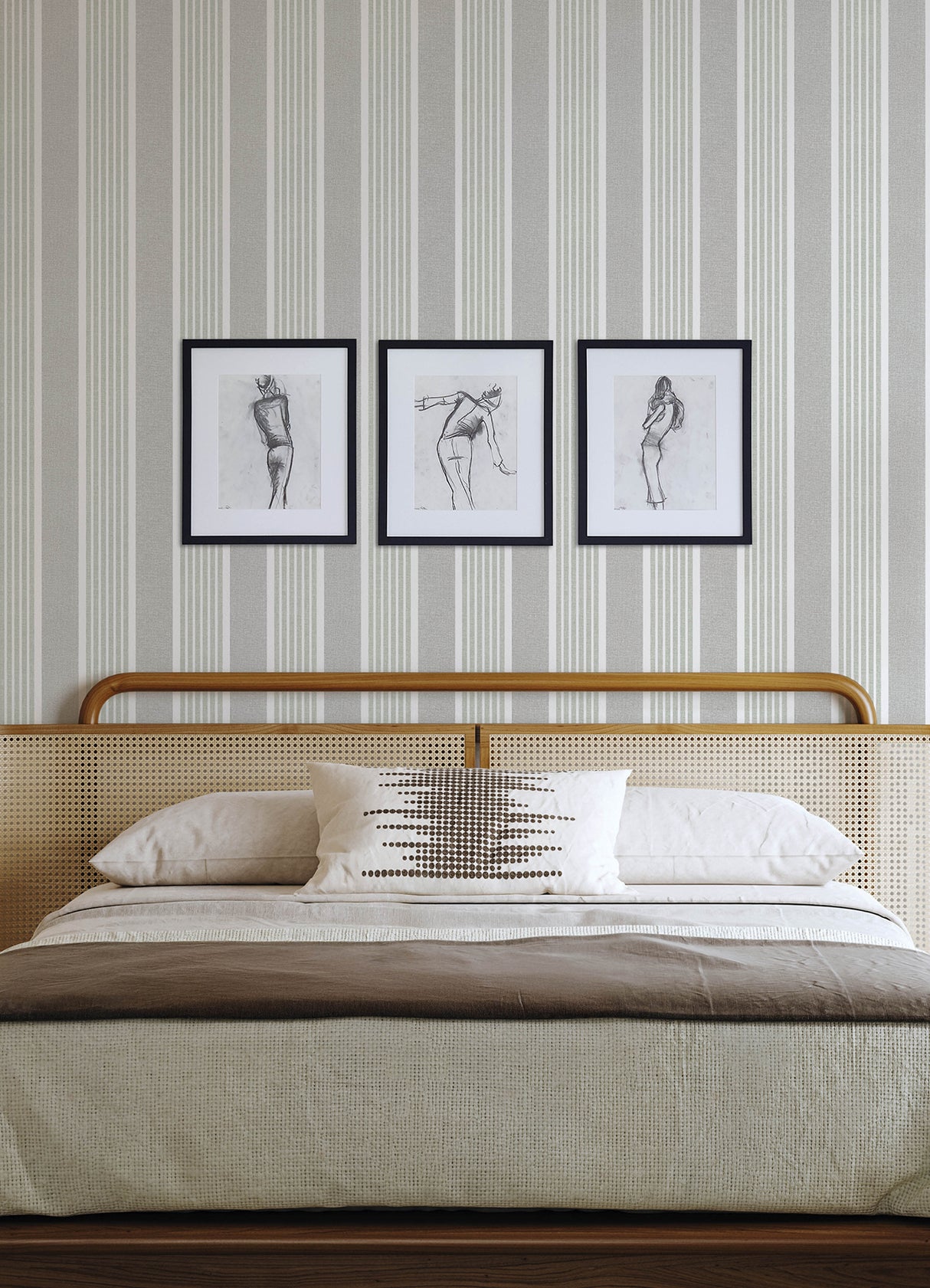 Chesapeake 4192-83432 Bingley Green Embellished Stripe Wallp